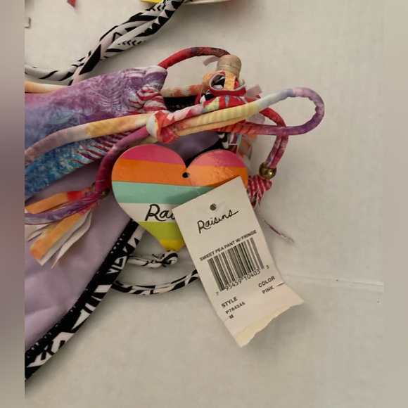 🌞NWT Raisins Aztec Print Padded Bra Top & Watercolor Bikini w/ Fringe A - Picture 7 of 13